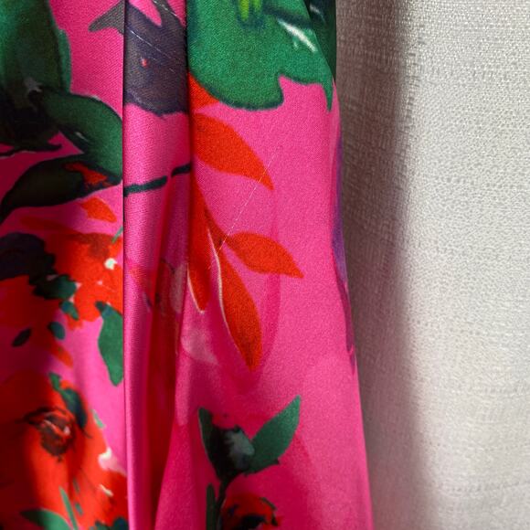Eliza J Hot Pink Floral One Shoulder Ruffle Hi Lo A Line Dress Sz.10 NWT - Picture 15 of 16